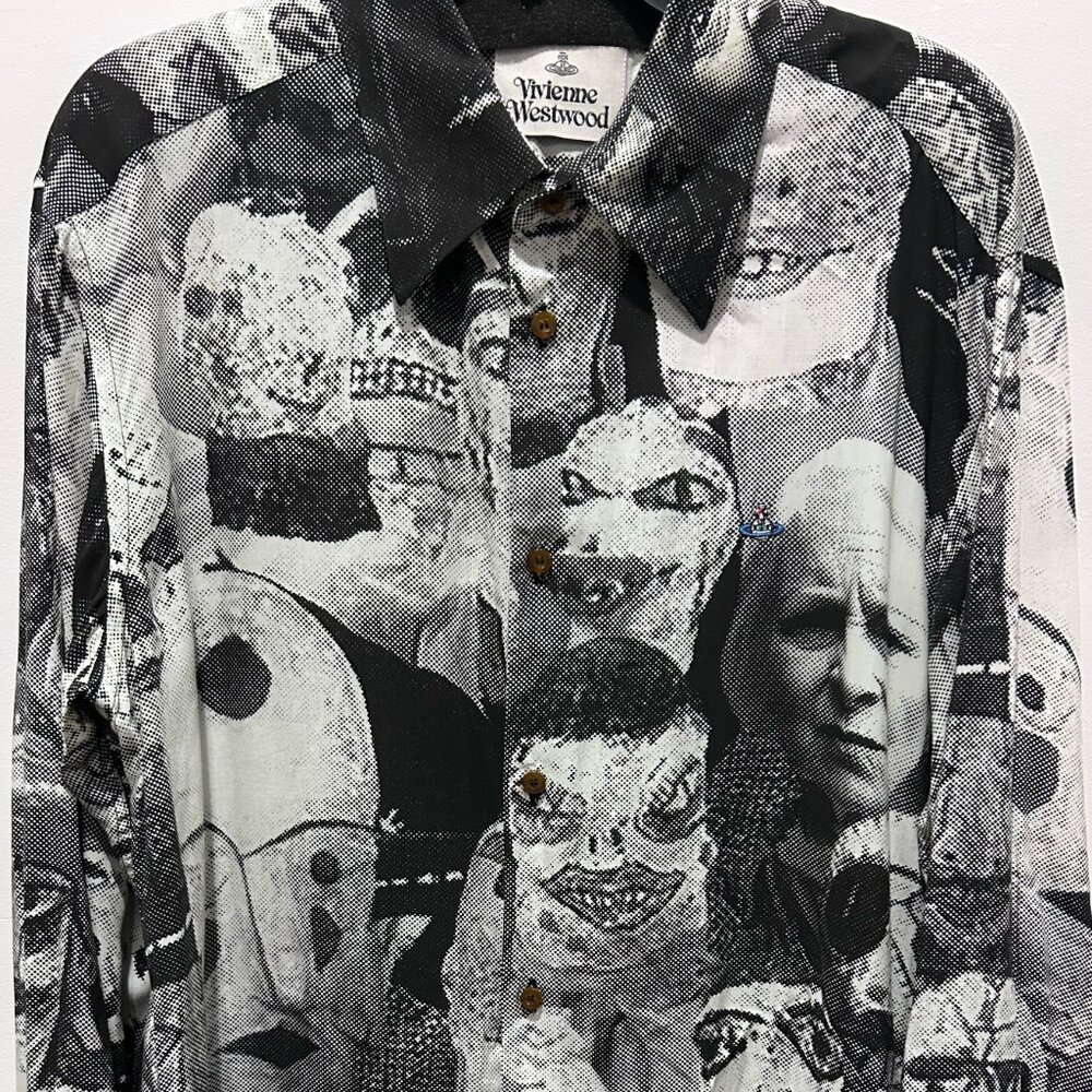 Vivienne Westwood Black and White Graphic Button-Down Shirt L XL